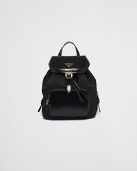 Prada - Medium Re-nylon And Brushed Leather Backpack - Lyst