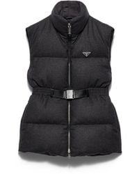 Prada - Re-Wool Down Vest, Anthracite - Lyst