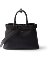 Prada - Buckle Small Leather Handbag With Belt - Lyst