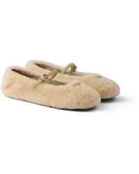 Prada - Shearling Ballerinas - Lyst