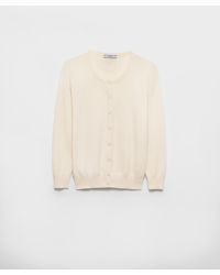 Prada - Cotton And Silk Knit Cardigan - Lyst