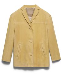 Prada - Suede Caban Jacket, Pollen - Lyst