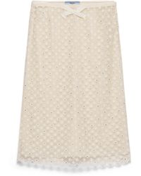 Prada - Embroidered Lace Skirt - Lyst