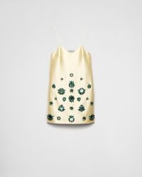 Prada - Embroidered Silk And Wool Mini-Dress - Lyst