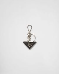 Prada - Saffiano And Metal Key Ring - Lyst