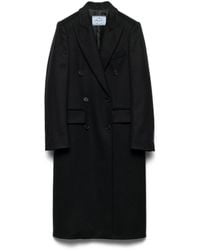 Prada - Double-Breasted Cashmere Coat - Lyst