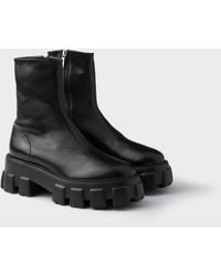 Prada - Bottines Monolith En Cuir Nappa Stretch - Lyst