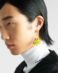 Prada Robot Jewels Metal Earrings in White for Men Mens Jewellery Earrings and ear cuffs 
