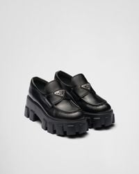 Prada - Monolith Logo-Plaque Patent-Leather Loafers - Lyst