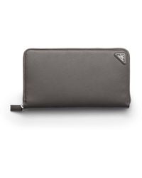 Prada - Saffiano Leather Zip Around Wallet - Lyst