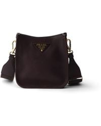 Prada - Mini Leather Shoulder Bag, Dark - Lyst