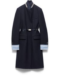 Prada - Single-Breasted Embroidered Double Wool Coat - Lyst