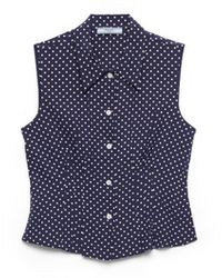 Prada - Camisa Sin Mangas De Seda Marocain Con Estampado De Lunares, Mujer, Talla - Lyst