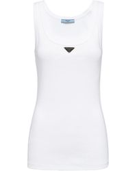 Prada - Camiseta sin mangas con logotipo - Lyst