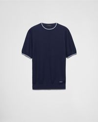 Prada - Short-Sleeved Silk And Cotton Sweater - Lyst