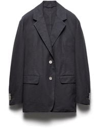 Prada - Chaqueta De Botonadura Simple De Lona Envejecida, Mujer, Talla - Lyst