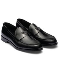 Prada - Leather Loafer With Logo - Lyst