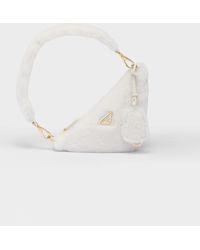 Prada Shearling Mini-bag in White | Lyst