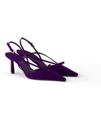 Prada - Bow-Detail Suede Slingback Pumps - Lyst