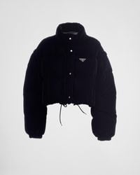 Prada - Convertible Velvet Down Jacket - Lyst