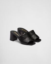 Prada - Quilted Nappa Leather Heeled Sandals - Lyst