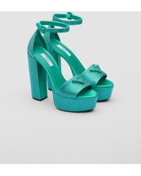 Prada - Satin Platform Sandals With Crystals - Lyst