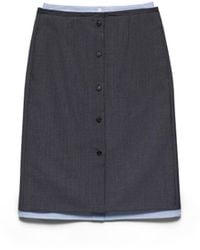 Prada - Falda Ligera De Mohair Y Tejido Vaquero De Cambray, Mujer, Talla - Lyst