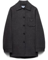 Prada - Single-Breasted Double Cashwool Caban Jacket - Lyst