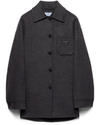Prada - Single-Breasted Double Cashwool Caban Jacket - Lyst