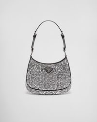 Prada - Cleo Tasche Aus Satin Mit Kristallen - Lyst
