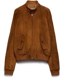 Prada - Suede Bomber Jacket - Lyst