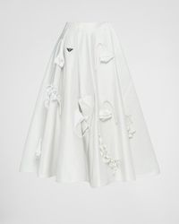 Prada - Embroidered Satin Midi-skirt - Lyst