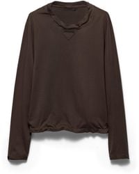 Prada - Shapeable Long-Sleeved Cotton T-Shirt - Lyst