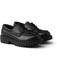 Prada - Laced Leather Loafers - Lyst