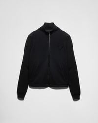 Prada - Strickjacke Aus Wolle Und Kaschmir Mit Reißverschluss - Lyst
