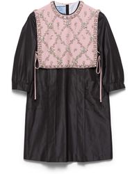 Prada - Embroidered Taffeta Mini-Dress - Lyst