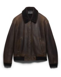 Prada - Shearling Bomber Jacket - Lyst