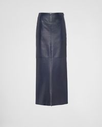 Prada - Long Nappa Leather Skirt - Lyst