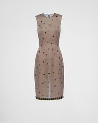Prada - Organza Dress With Grommet Embellishment - Lyst