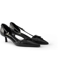Prada - Pumps Aus Leder Mit Offener Seite, Damen, Größe - Lyst