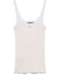 Prada - Top De Algodón Acanalado, Mujer, Talla - Lyst