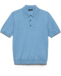 Prada - Superfine Wool Polo Shirt - Lyst