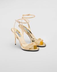 Prada - Satin Sandals With Crystals - Lyst