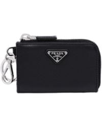 Prada - Leather Pouch Keychain Wallet - Lyst