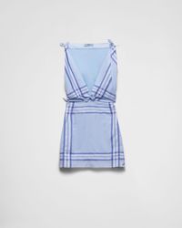 Prada - Checked Cotton Mini-Dress - Lyst