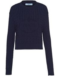 Prada - Jersey Con Cuello Redondo De Algodón, Mujer, Talla - Lyst
