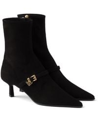 Prada - Stretch Suede Booties - Lyst
