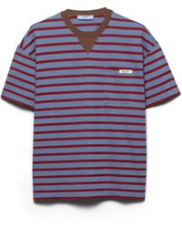 Prada - Oversized Striped Cotton-Jersey T-Shirt - Lyst