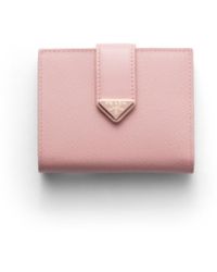 Prada - Small Saffiano And Smooth Leather Wallet - Lyst