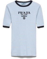 Prada - Striped Silk Crew-Neck Sweater - Lyst
